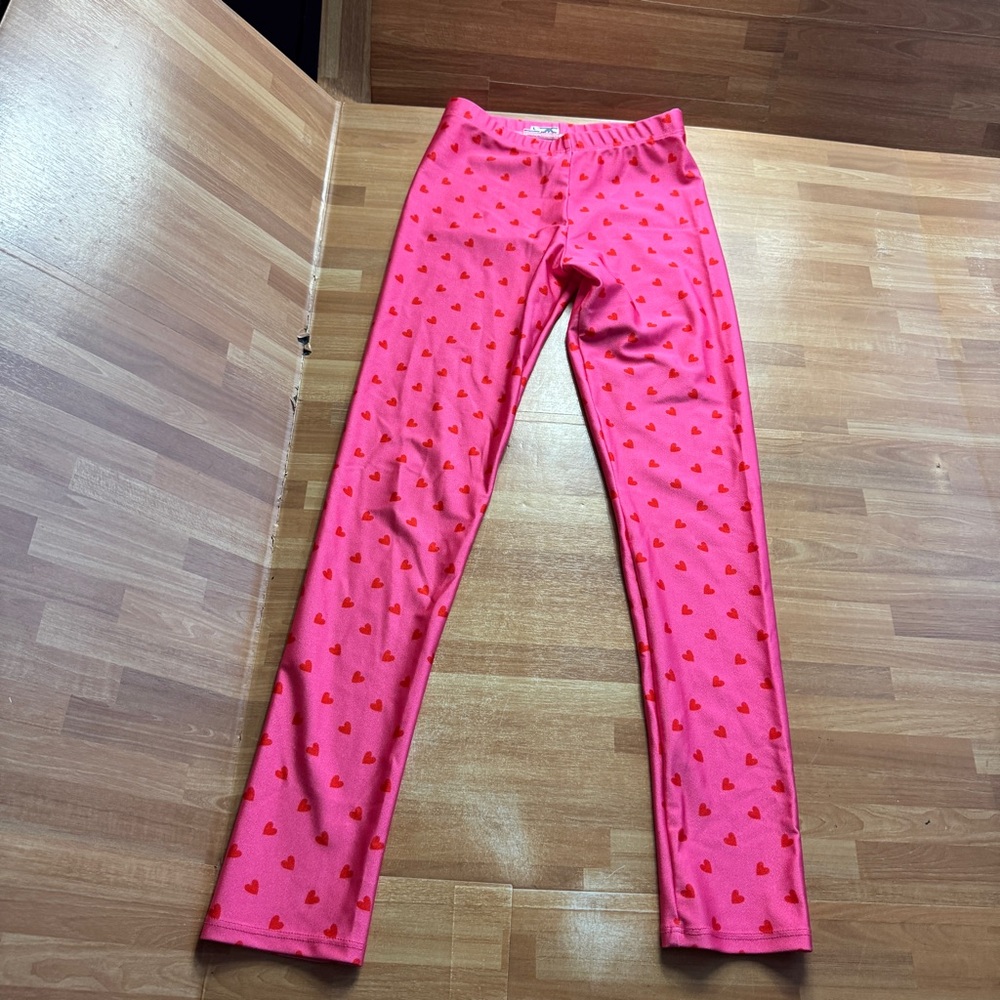 Goldsheep Valentine's Day leggings, size large girls, pink and red